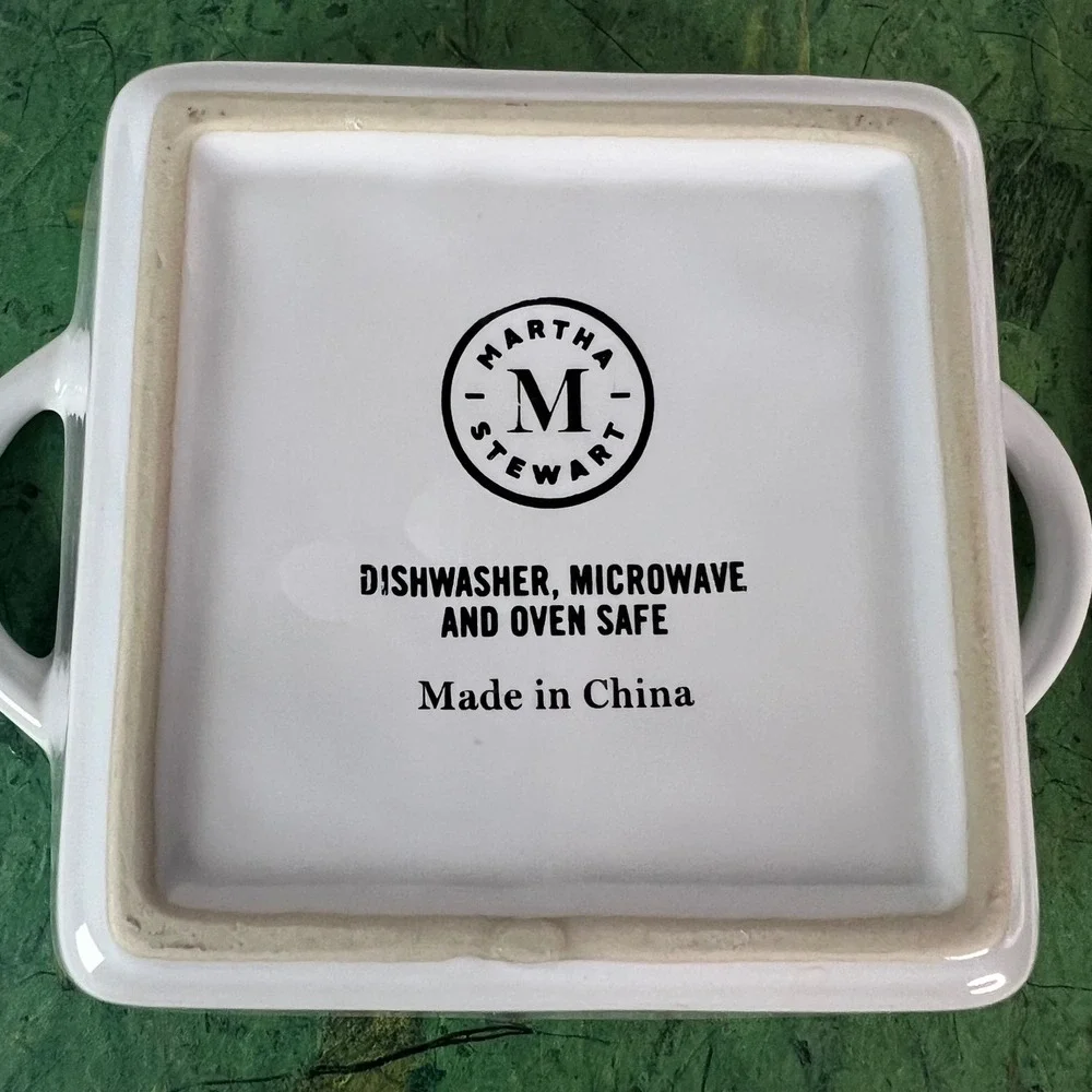 Martha Stewart White Ceramic Mini Casserole Square Lidded Ramekin 4.5in x 2 in